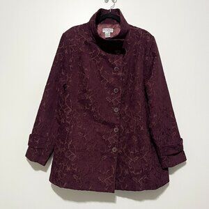 Northstyle Womens Corduroy Tapestry Jacket 18W Purple Artsy Jacquard Full Button